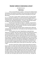 Esszék 'Gender Matters in Elementary School', 1.                