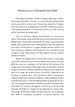 Összefoglalók, jegyzetek 'Monetary Policy of European Central Bank', 1.                