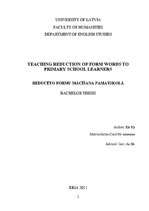 Záródolgozatok 'Teaching Reduction of Form Words to Primary School Learners', 2.                