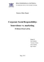Kutatási anyagok 'Corporate Social Responsibility: Benevolence vs. Marketing. Evidence from Latvia', 1.                