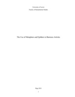 Kutatási anyagok 'The Use of Metaphors and Epithets in Business Articles', 1.                