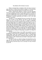 Esszék 'Our Attitude to Life is the Key to Success', 1.