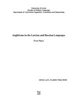 Kutatási anyagok 'Anglicisms in the Latvian and Russian Languages', 1.