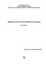 Kutatási anyagok 'Anglicisms in the Latvian and Russian Languages', 1.                