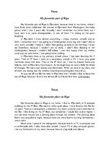 Esszék 'My Favorite Part of Riga. My Favorite Place in Riga', 1.                