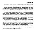 Esszék 'How Do We See the Role of Teacher and Student in Effective Educational System?', 1.                