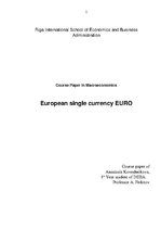 Kutatási anyagok 'European Single Currency - Euro', 1.                