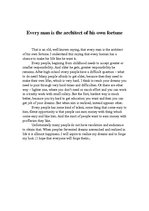 Esszék 'Every Man Is the Architect of His Own Fortune', 1.                