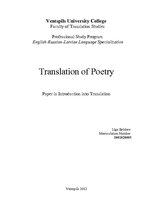 Kutatási anyagok 'Translation of Poetry', 1.                