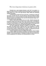 Esszék 'The most Important Decisions in Person Life', 1.                