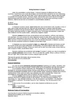 Összefoglalók, jegyzetek 'Doing Business in Japan', 1.                