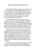 Összefoglalók, jegyzetek 'National Traditions and Holidays in Latvia', 1.                