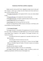 Összefoglalók, jegyzetek 'Institutions of EU. Legislation and Decision Making Process', 1.                