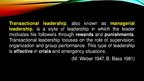 Prezentációk 'Transactional Leadership', 4.                