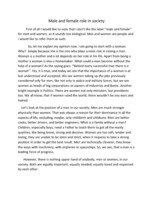 Esszék 'Male and Female Role in Society', 1.                