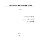 Kutatási anyagok 'Dictionaries and the Modern Time', 1.                