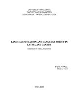 Kutatási anyagok 'Language Situation and Language Policy in Latvia and Canada', 1.                