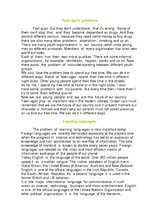 Esszék 'Teen-age Problems. Learning Languages. Liesure Time. My Future Profession', 1.                