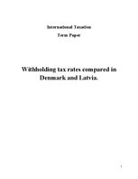 Kutatási anyagok 'Withholding Tax Rates Compared in Denmark and Latvia', 1.                