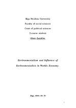Kutatási anyagok 'Environmentalism and Influence of Environmentalists in Worlds Economy', 1.                