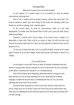 Esszék 'What does It Mean to be a Successful Student, Have Successful Lesson and Weekend', 1.                