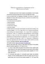 Esszék 'Optimism and Pessimism of Entrepreneur and Its Macroeconomical Impact', 1.                