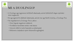 Prezentációk 'A Duolingo használata', 2.                