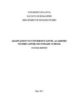 Összefoglalók, jegyzetek 'Adaptation to University Level Academic Studies after Secondary School', 1.                
