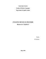 Összefoglalók, jegyzetek 'Stylistic Devices in Proverbs', 1.                