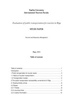 Üzleti tervek 'Evaluation of Public Transportation for Tourists in Riga', 1.                