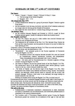 Összefoglalók, jegyzetek 'Summary of the 17th and 18th Centuries (in Britain)', 1.                