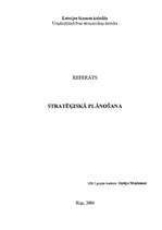 Kutatási anyagok 'Stratēģiskā plānošana', 1.                