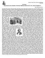 Esszék 'Impressions and Evaluation of the Film "Stanley’s Search for Dr.Rev.David Living', 1.                