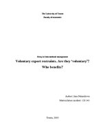 Kutatási anyagok 'Voluntary Export Restraints', 1.                