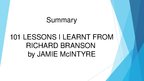 Prezentációk '"101 Lessons I Learnt From Richard Branson" by Jamie McIntyre', 1.                
