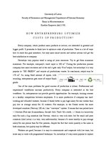 Esszék 'Optimize Costs of Production', 1.                