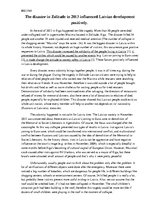 Esszék 'The Disaster in Zolitude in 2013 Influenced Latvian Development Positively', 1.                