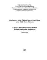 Záródolgozatok 'Applicability of the Capital Asset Pricing Model to the Baltic Stock Markets ', 1.                