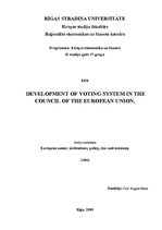 Esszék 'Development of Voting System in the Council of European Union', 1.                