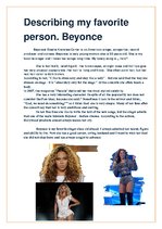 Esszék 'Describing My Favorite Person. Beyonce', 1.                