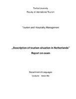 Kutatási anyagok 'Description of Tourism Situation in Netherlands', 1.                