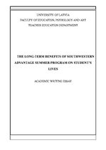 Esszék 'The Long-Term Benefits of Southwestern Advantage Summer Program on Student’s Liv', 1.                