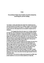 Esszék 'The Workload of High School Students Should Be Reduced by Shortening the Summer ', 1.                