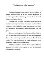 Esszék 'Wealth Does not Bring Happiness', 1.                