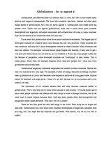 Esszék 'Globalization - for or Against It', 1.                