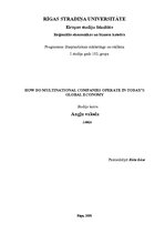 Esszék 'How do Multinational Companies Operate in Today's Global Economy', 1.                