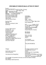 Minták 'Specimen of Irrevocable Letter of Credit', 1.                
