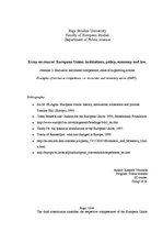 Esszék 'European Union: Institutions, Policy, Economy and Law. Exclusive and Shared Comp', 1.                