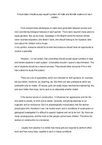 Esszék 'Universities Should Accept Equal Numbers of Male and Female Students in Each Sub', 1.                