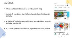 Prezentációk 'A Google Play Áruház használata', 3.                